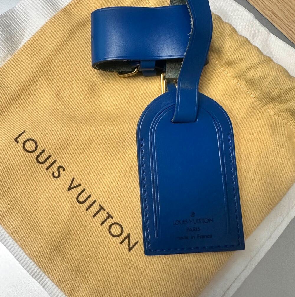 Louis Vuitton Blue Leather Luggage Tag Poignet Strap & Dust Bag